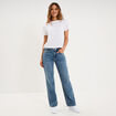 Jean droit taille basse coton denim stone femme