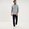 Polo piqu&eacute; coton manches courtes bleu gris homme