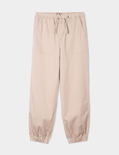 Pantalon droit battle taille élastiquée sable femme