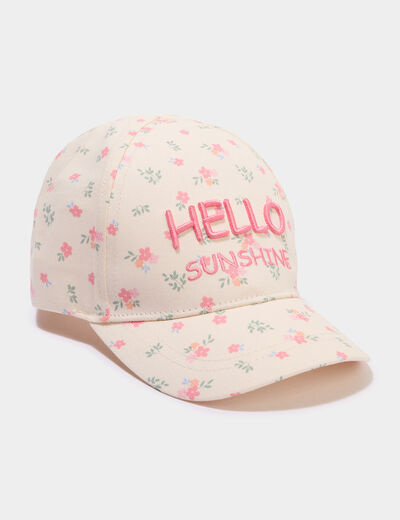 Casquette brod&eacute;e ajustable coton rose b&eacute;b&eacute; fille