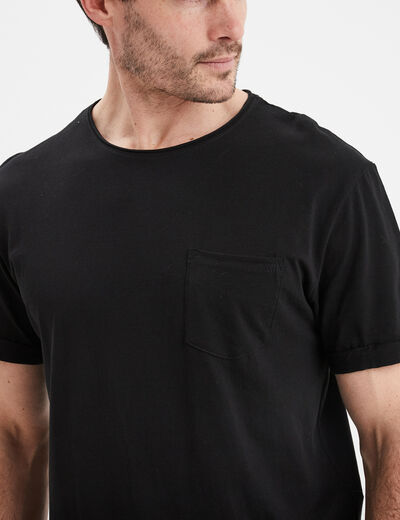 T-shirt col rond manches courtes Liberto noir homme