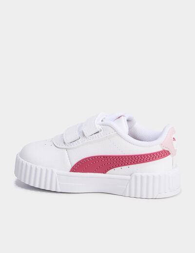 Tennis basses à scratchs Puma Carina blanc bébé fille