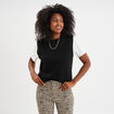 Pull sans manches col rond noir femme