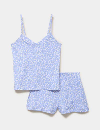 Ensemble pyjama short et d&eacute;bardeur ecru femme
