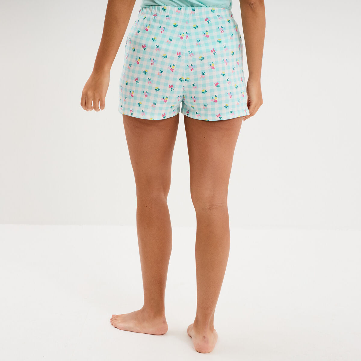 Bas de pyjama short coton bleu femme