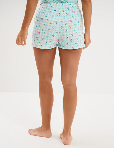 Bas de pyjama short coton bleu femme