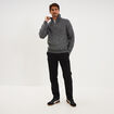 Pull avec col camionneur c&ocirc;tel&eacute; gris fonc&eacute; homme