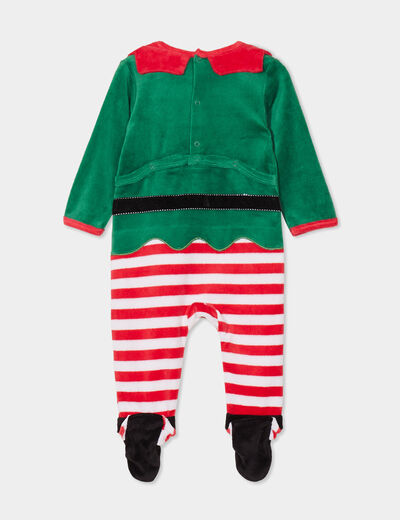 Ensemble No&euml;l dors-bien boutonn&eacute; bonnet vert b&eacute;b&eacute;