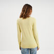 Pull col rond boutons aux poignets jaune clair femme