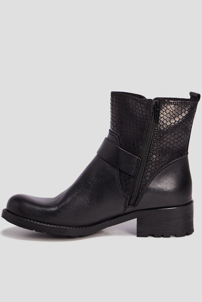Bottines en cuir noir femme