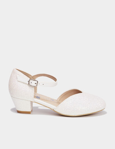 Babies c&eacute;r&eacute;monie &agrave; talons paillettes blanc fille