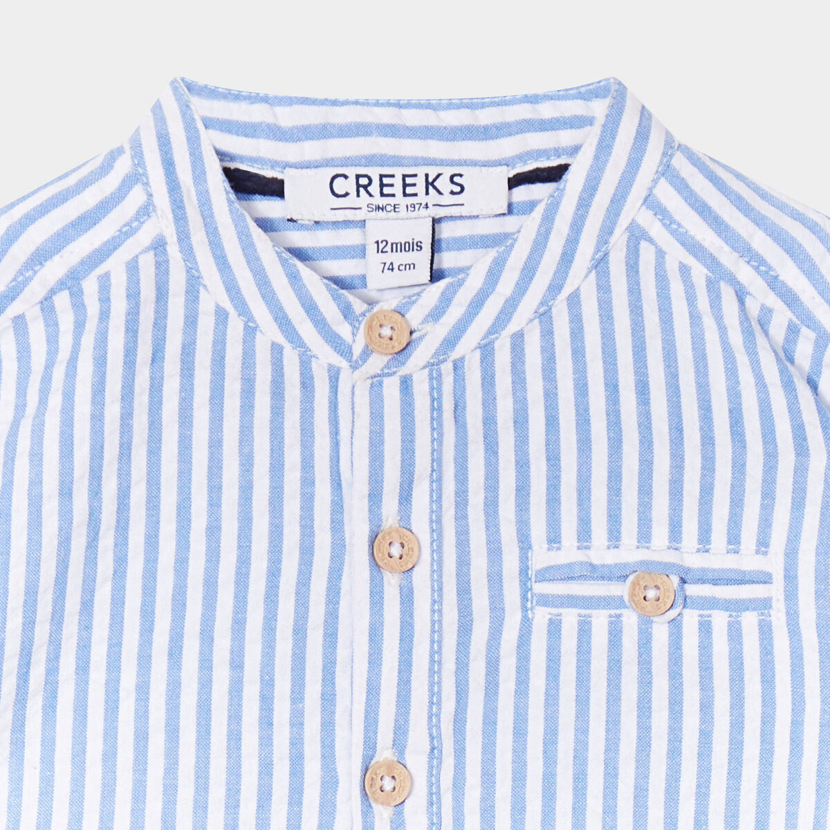 Chemise manches longues coton Creeks bleu clair bébé garçon