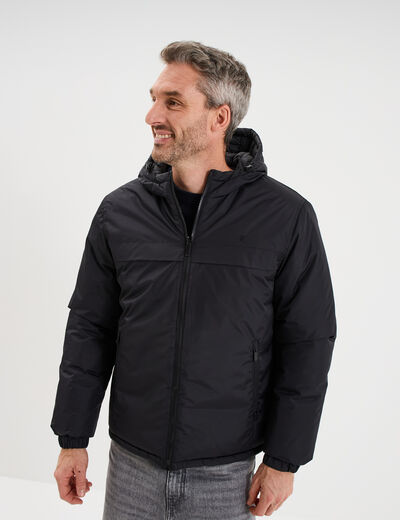 Doudoune zipp&eacute;e r&eacute;versible &agrave; capuche noir homme