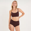 Culotte taille haute microfibre marron femme