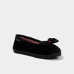 Chaussons ballerines effet velours ecru femme