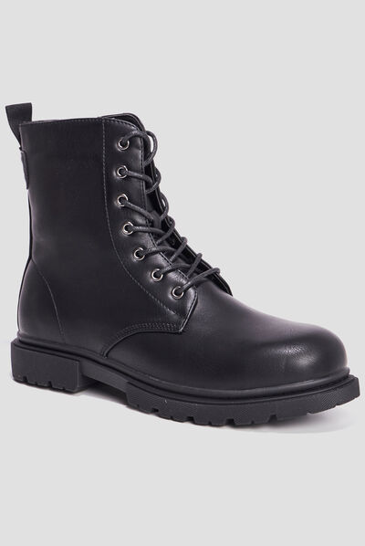 Boots zippées à lacets noir femme