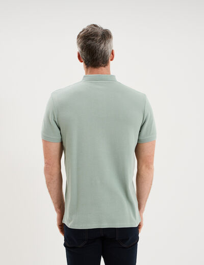 Polo textur&eacute; manches courtes coton vert pastel homme