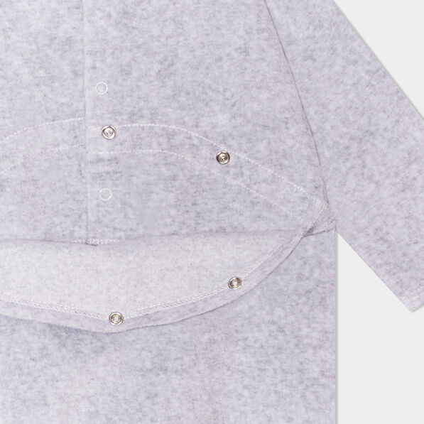 Pyjama dors-bien effet velours col rond gris clair bébé