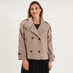 Manteau court boutonn&eacute; beige femme