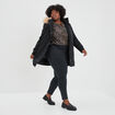Parka &agrave; capuche bordure fausse fourrure noir femme grande taille