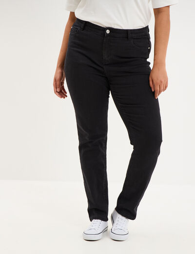 Jeans slim taille haute 5 poches denim noir femme grande taille
