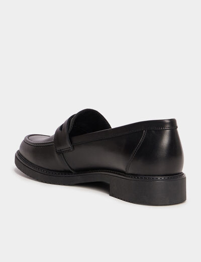 Mocassins en cuir noir femme