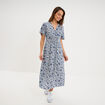 Robe longue empire taille smock&eacute;e blanc femme