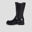 Bottes crant&eacute;es zipp&eacute;es en cuir noir fille