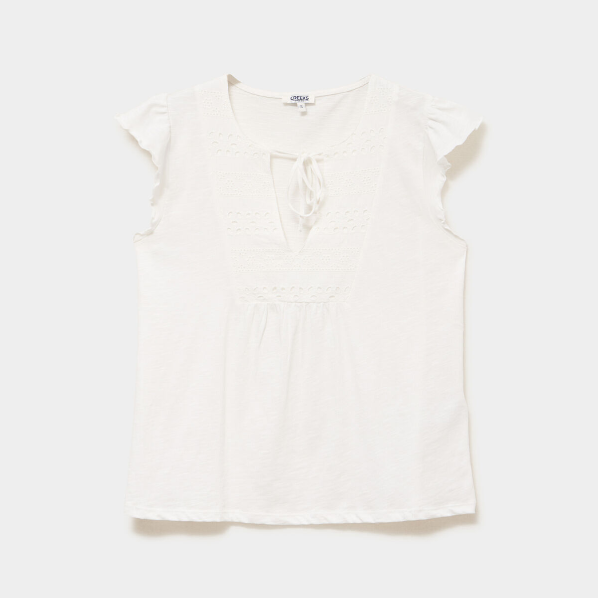 T-shirt avec broderie coton ecru femme