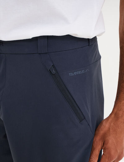 Short droit stretch poches zipp&eacute;es gris fonc&eacute; homme