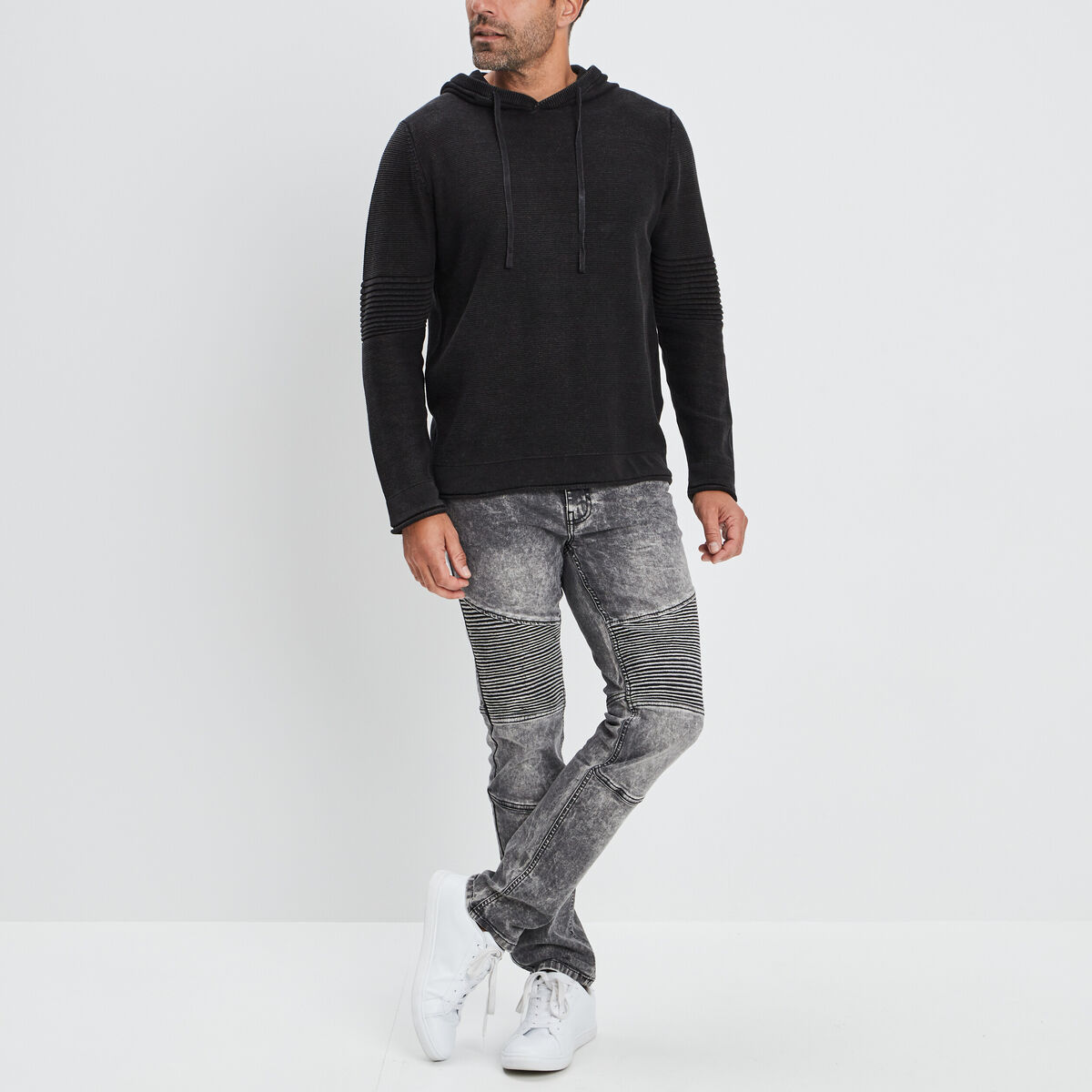 Pull à capuche Liberto gris foncé homme