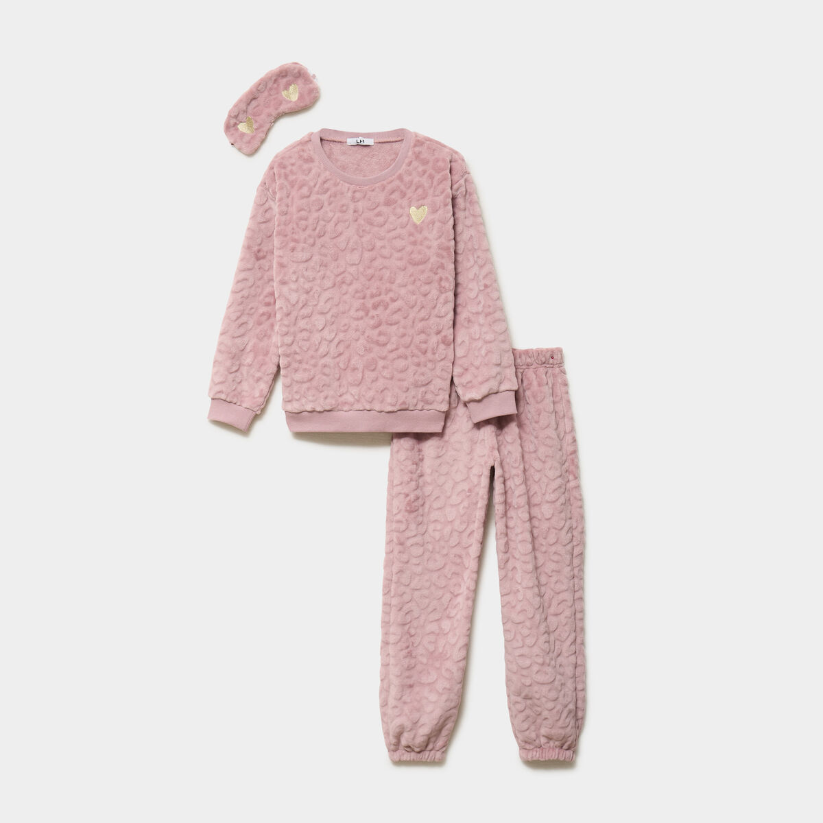 Ensemble pyjama t-shirt pantalon masque vieux rose fille