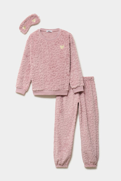 Ensemble pyjama t-shirt pantalon masque vieux rose fille