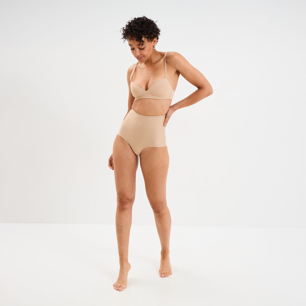 Culotte mi haute gainante sans couture beige femme