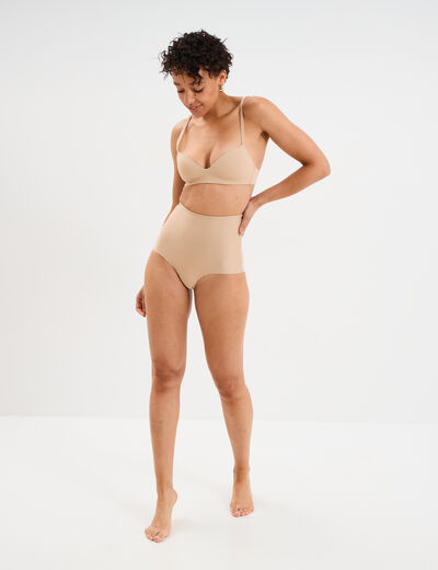 Culotte mi haute gainante sans couture beige femme