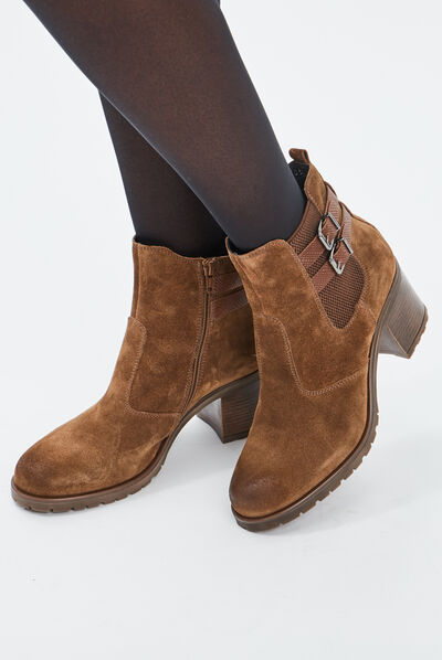 Bottines en cuir marron femme