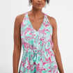 Robe longue sans manches taille coulisse rose fushia femme