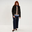 Veste courte col fausse fourrure marron fonc&eacute; femme