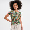 T-shirt taille effet noué coton vert émeraude femme