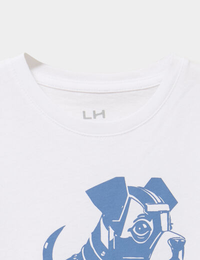 T-shirt col rond manches courtes coton blanc gar&ccedil;on
