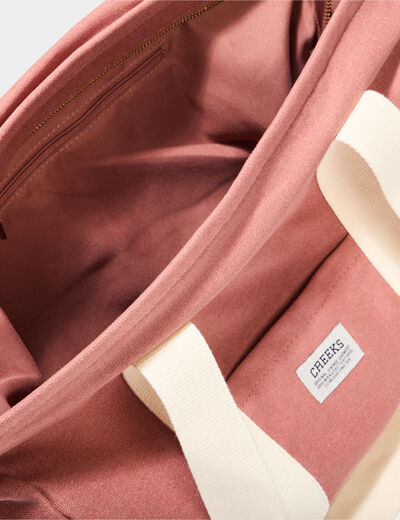 Sac cabas avec bandoulière vieux rose femme