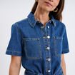 Combishort en jean ceinturée coton denim stone femme