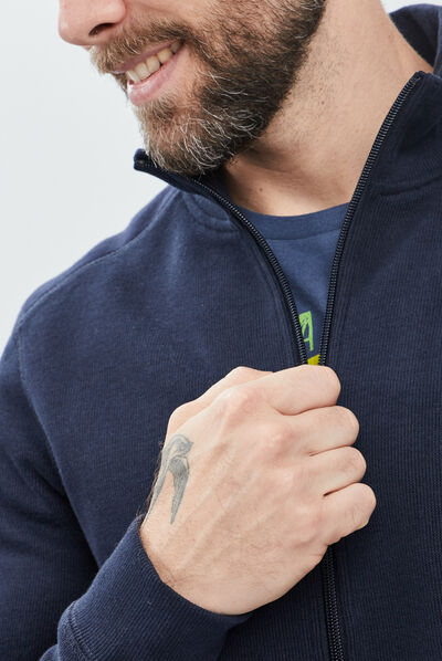 Gilet zippé avec col montant bleu marine homme