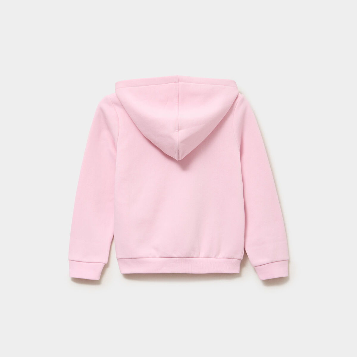 Sweat zipp&eacute; &agrave; capuche droit molleton rose clair fille