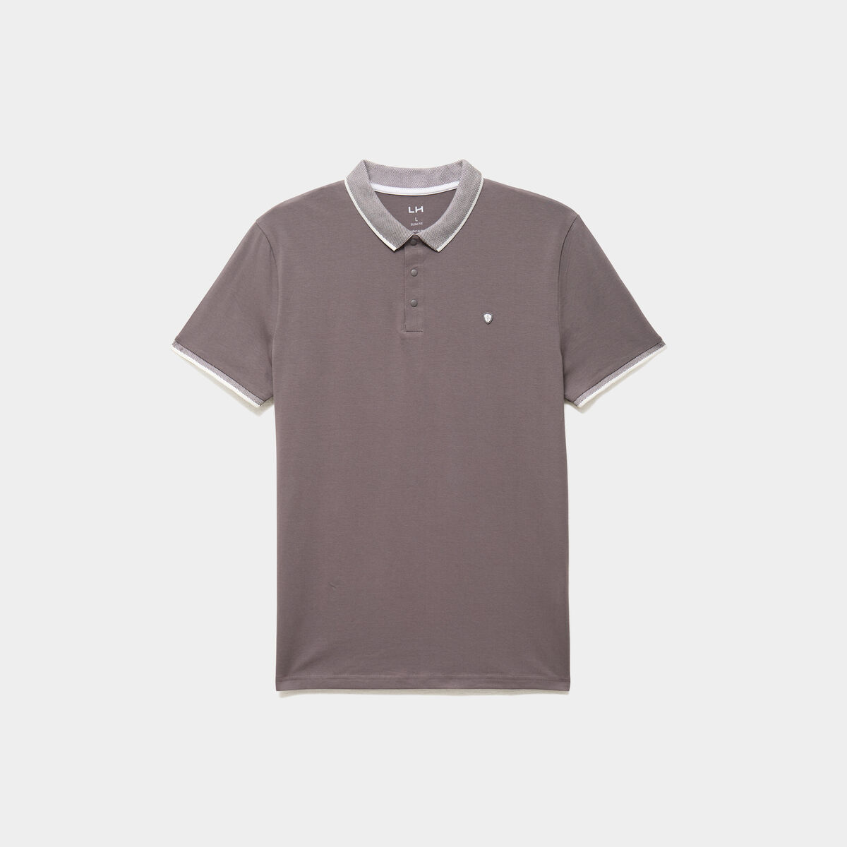 Polo slim manches courtes stretch gris fonc&eacute; homme