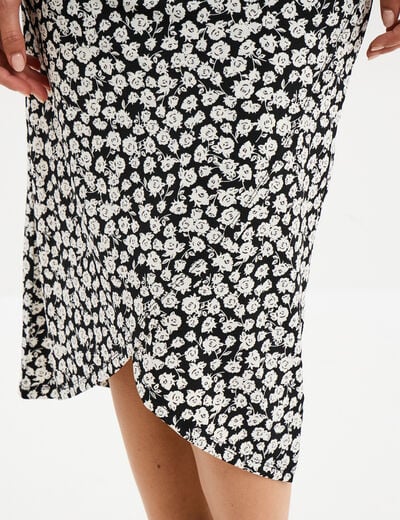 Jupe midi portefeuille noir femme