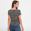 T-shirt taille nouée col en V Liberto noir femme