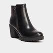 Bottines &agrave; talons et d&eacute;tails zipp&eacute;s noir femme
