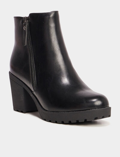 Bottines à talons et détails zippés noir femme