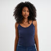 Débardeur bretelles réglables en coton bleu marine femme